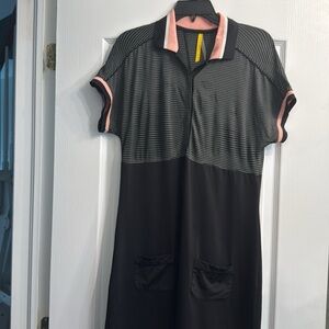 Lole Black and Pink Striped Dress. Ptp 17” lenght 38”